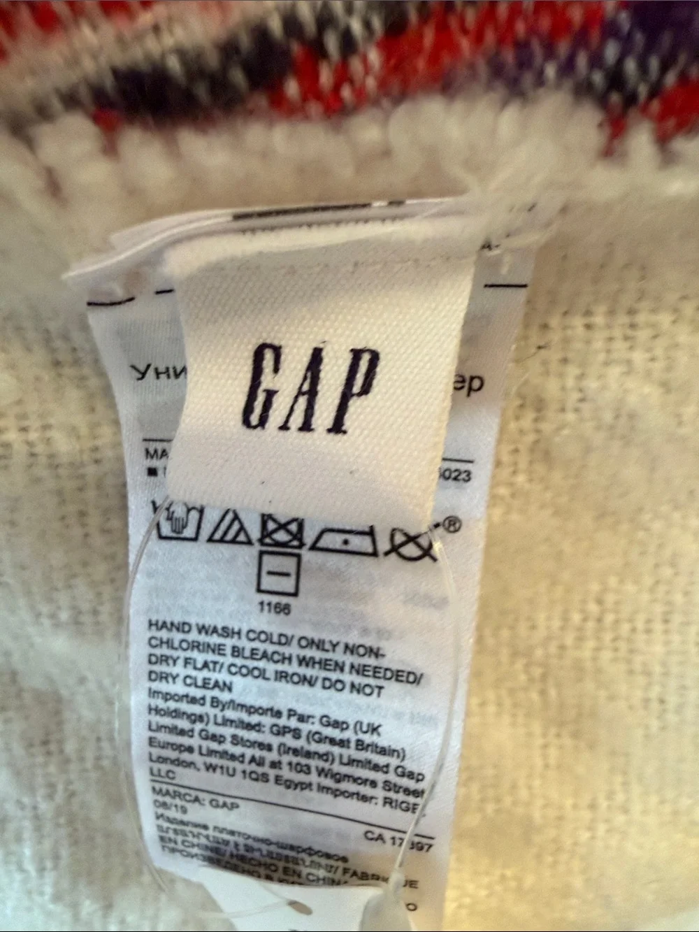 GAP Cream Scarf with Pink, Blue, Green and Orange Stripes